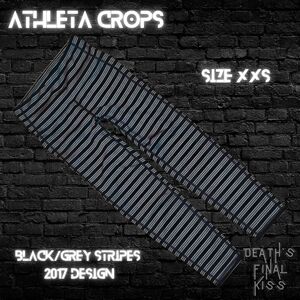 Athleta Black Gray Triple Striped Cropped Leggings Roller Derby Lifting Dance